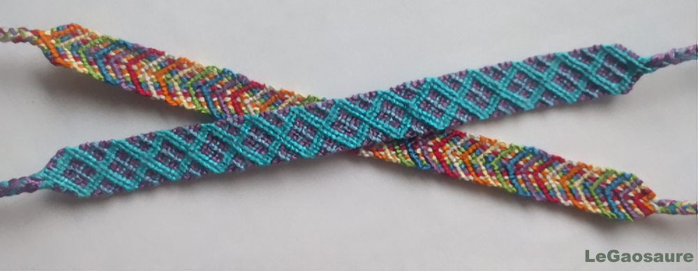 Friendship bracelets inspired by Mother and Father's designs, edited by me to add