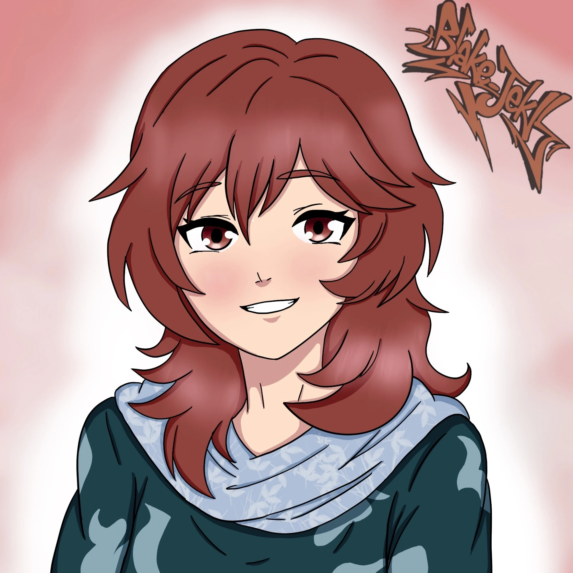 Digital art of my OC Chisa drawn by Blake_Jekyll. She's looking directly at the viewer and smiling!