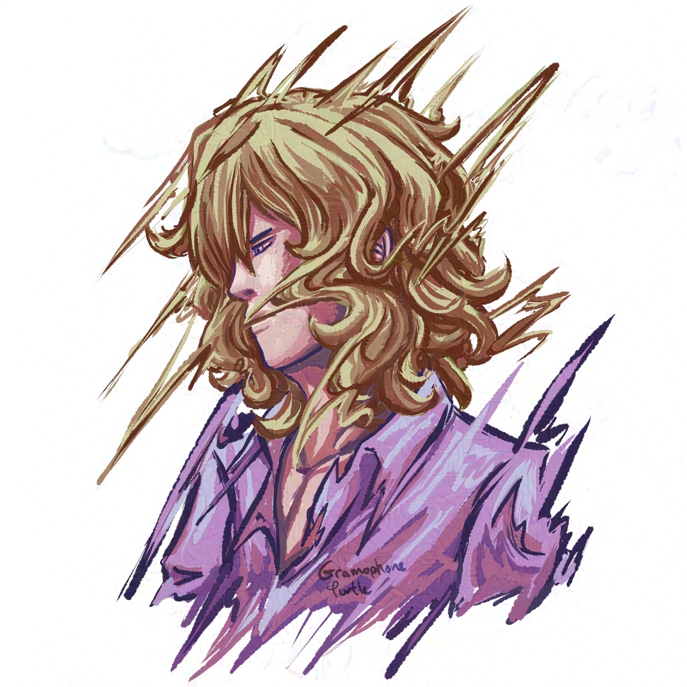 Art of older Joshua from The World Ends With You, with his body slightly warped.