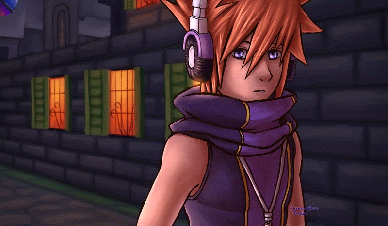 Digital Art redraw of Neku Sakuraba from the World Ends with You from the Kingdom Hearts Dream Drop Distance game, looking hesitant towards the viewer.