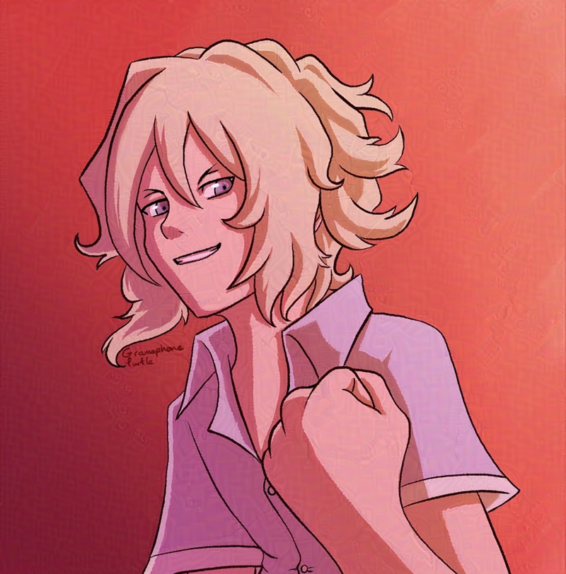 Digital art of Joshua from The World Ends With You giving a fist pump.