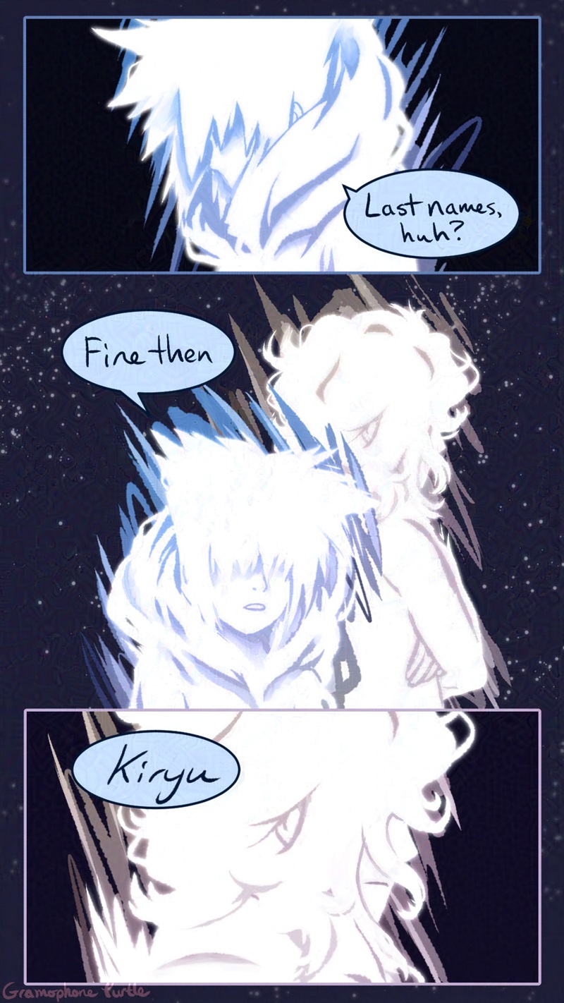 Comic page 2 of 2 of Composer Neku and Joshua talking about how to address each other from the Composer Neku AU. Neku turns away and says "Last names, huh? Fine then, Kiryu."