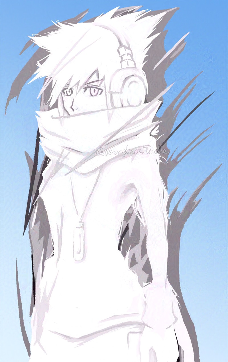 Digital art of Neku from the World Ends With You, Composer Neku AU. His face is not blurred.