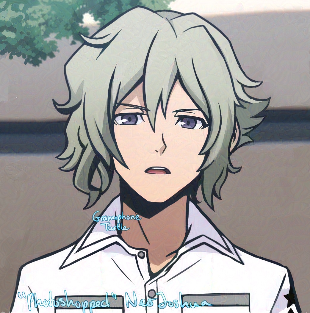 A screenshot edit of Joshua from The World Ends With You Animation to make it look like his NEO self. He looks very serious.