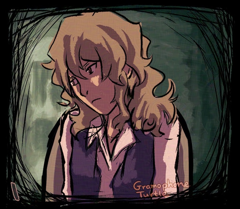 Panel 1 of 4 of a digital comic of a woman leaning against the side of a window, called Mother, with a red tint.