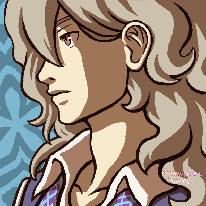 A gif of my OC, Mother, from The World Ends With You. When the sclera of her eyes vanish, a glowing Band lights up on her neck and blocky writing at the top and bottom of the gif light up. Then as the sclera returns to her eyes, the writing at the top and bottom, and her Band, fades away.