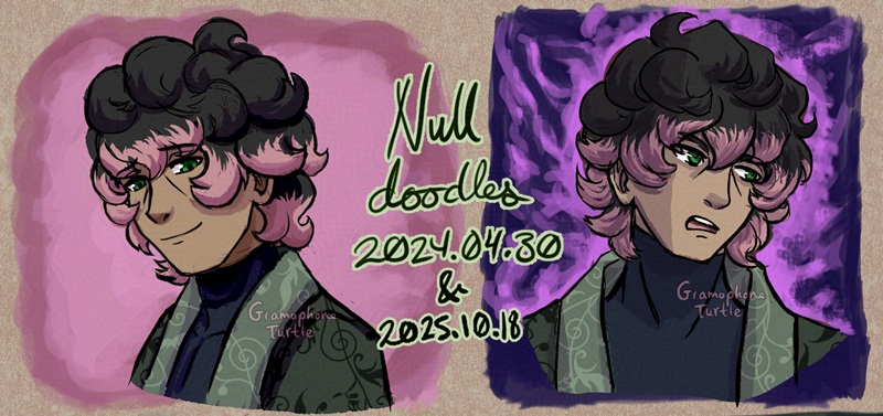 Isolated drawings of the happy and angry Null from the collection of Null drawings.