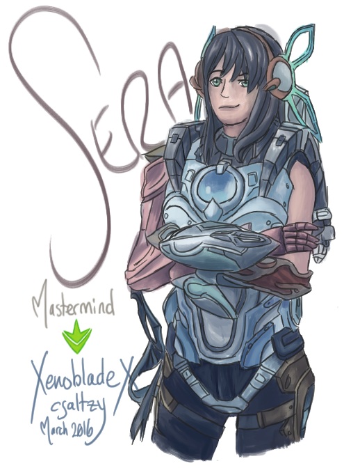 Digital art of Sera, a Cross from Xenoblade X, traced over a screenshot.