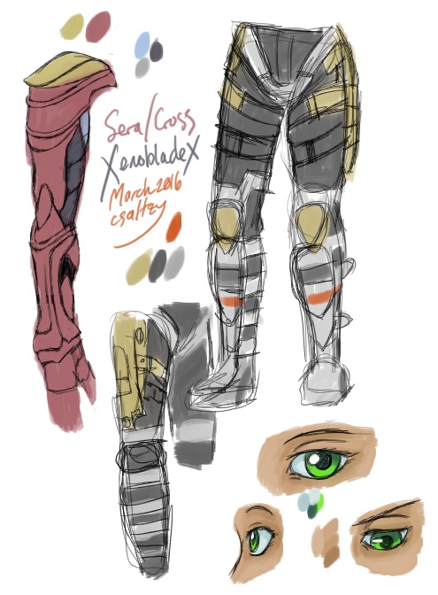 Digital art skecthes of right arm, legs and eye practice.