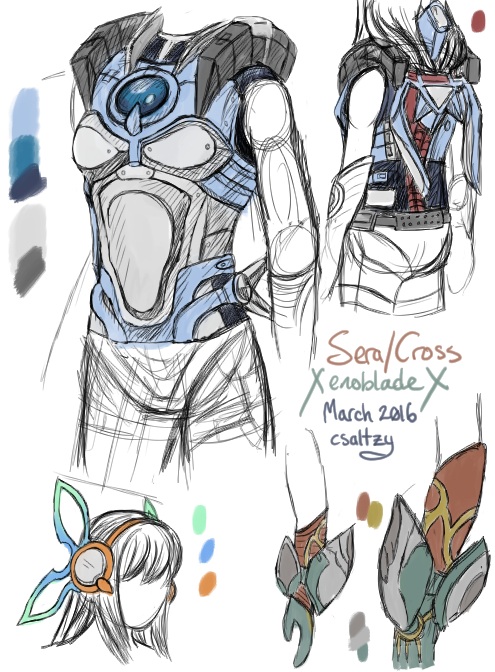 Digital art sketches of torso, head and left arm armour practice.