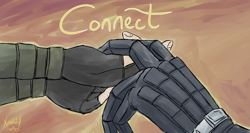 Connect: Lao placing his hand in Lin's hands.