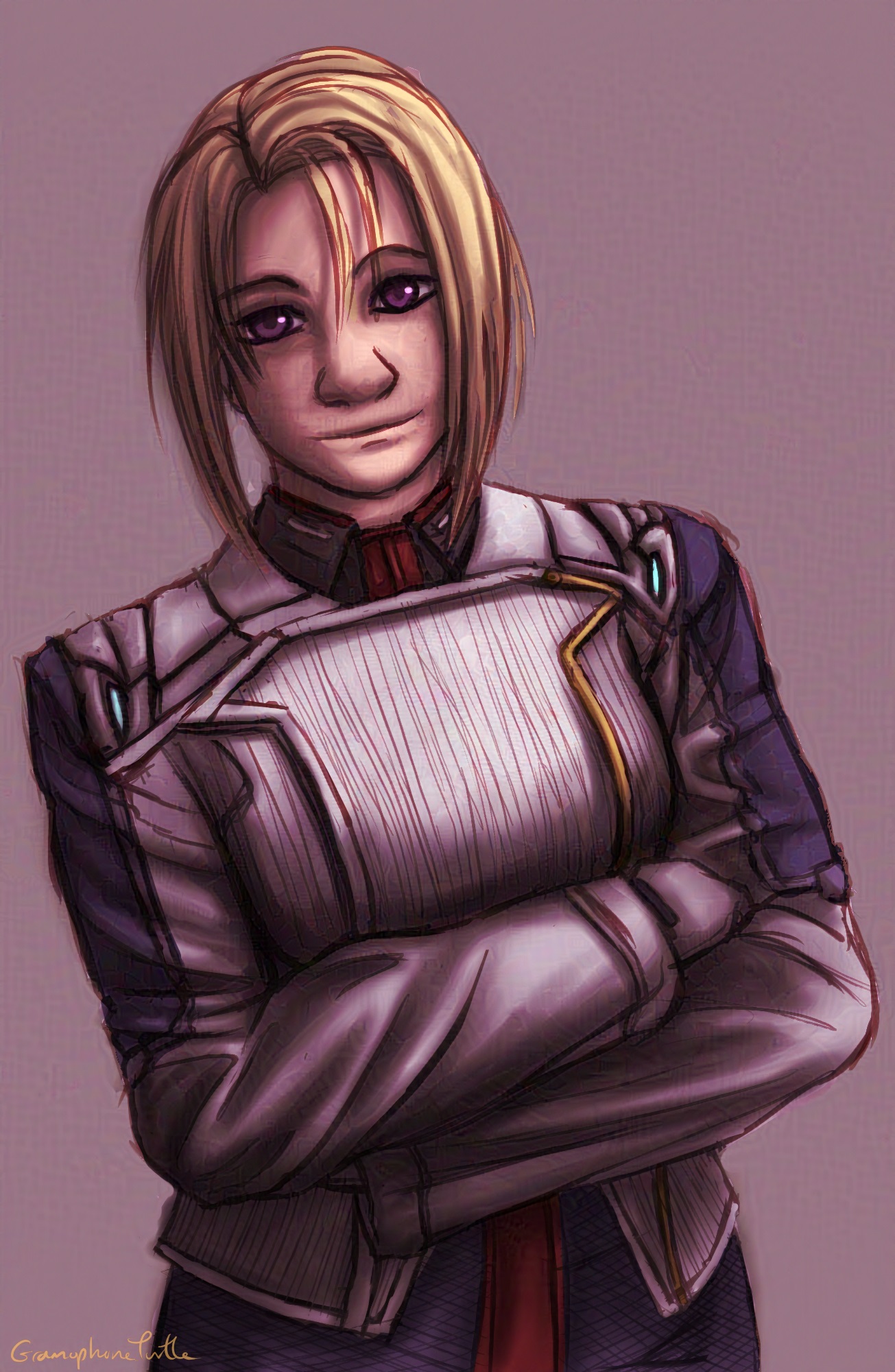 Digital art of Eleonora from Xenoblade Chronicles X with her arms crossed.