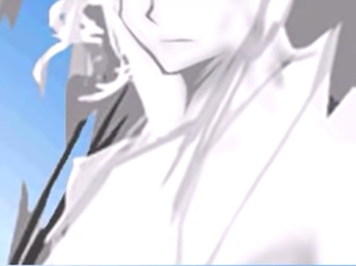 Close of the Composer from The World End's with You Secret Ending. His body is glowing bright white and has a frown on his face.