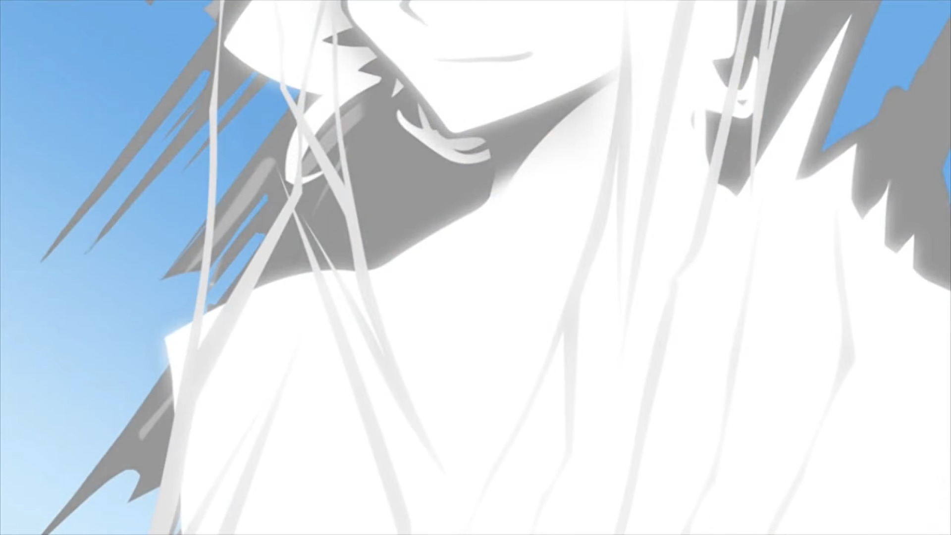 Close of the Composer from The World End's with You: Final Remix's Secret Ending. His body is glowing bright white and has a forced half smile on his face.